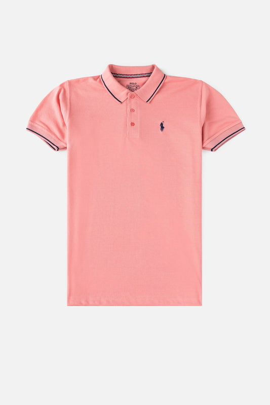 RL Cotton Tipping Polo Shirt – Flamingo