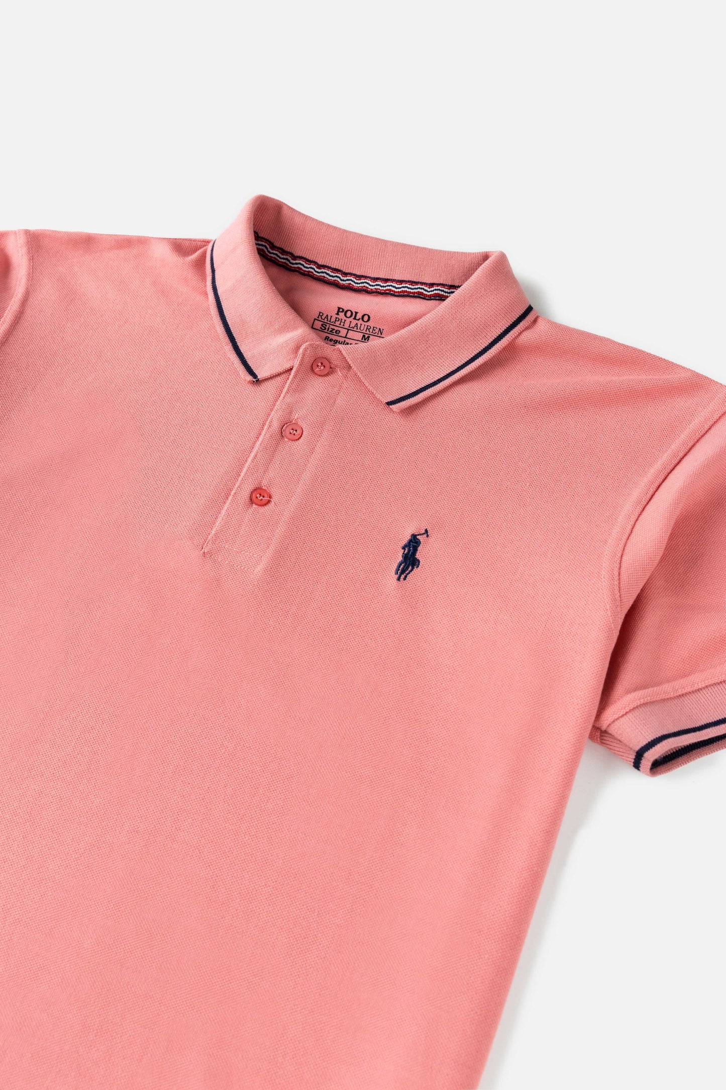 RL Cotton Tipping Polo Shirt – Flamingo