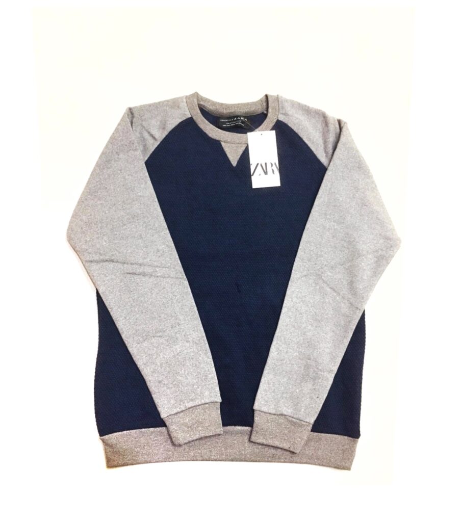 ZR Premium Cotton Terry Sweatshirt -Padded Blue With Grey