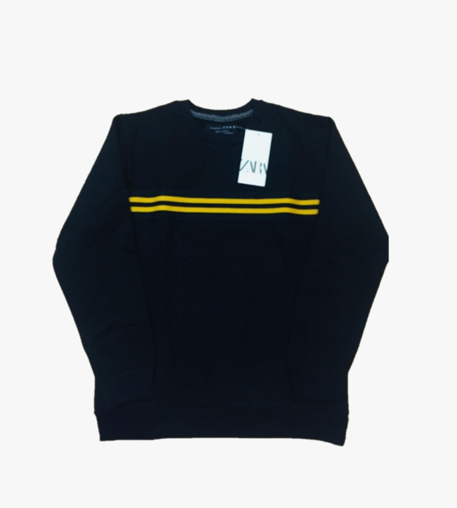 ZR Premium Cotton Terry Sweatshirt – Black With Yellow Stripes