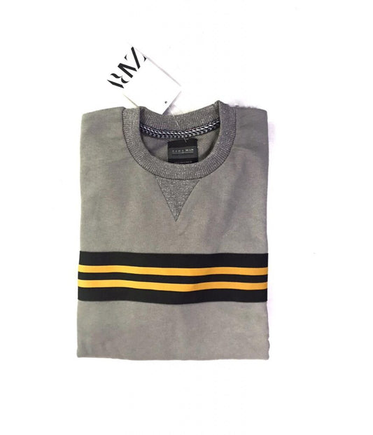 ZR Premium Cotton Terry Sweatshirt – Grey With Black & Yellow Stripes