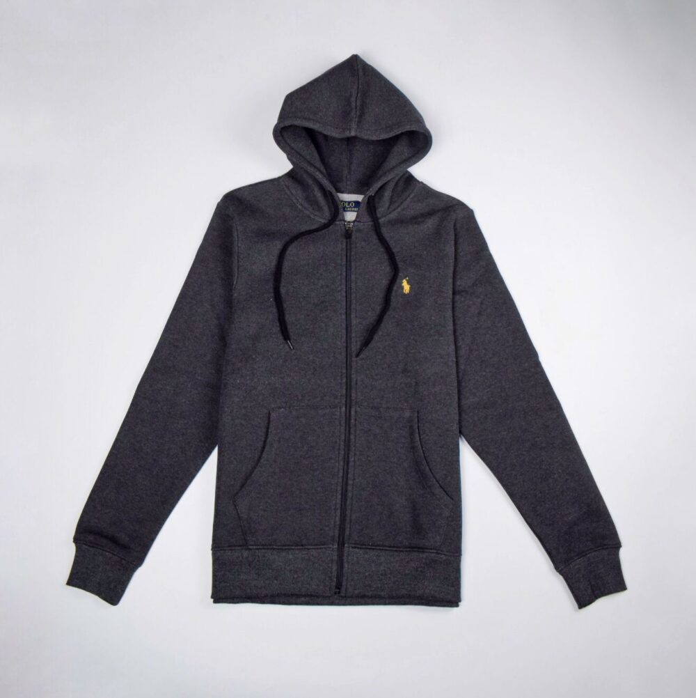 RL Premium Fleece Basic Hoodie – Charcoal With Gold Pony