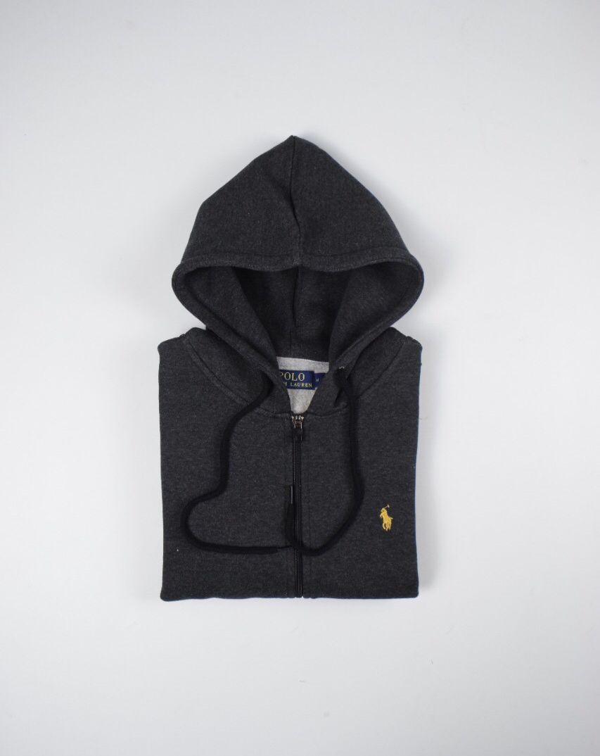 RL Premium Fleece Basic Hoodie – Charcoal With Gold Pony