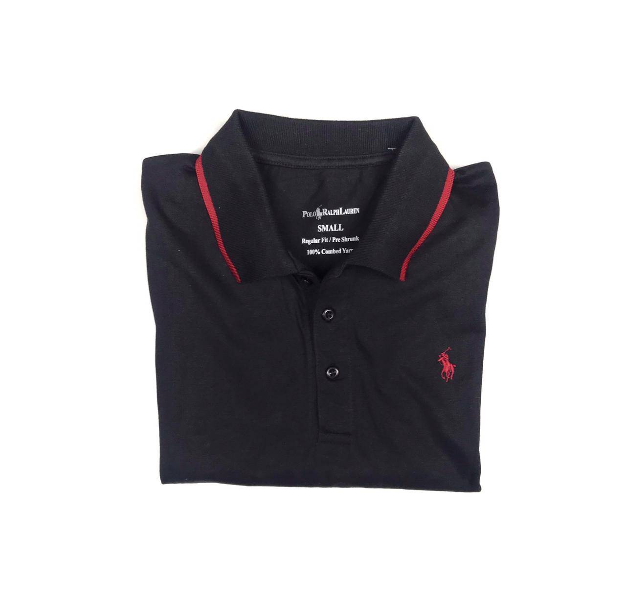 RL Premium Polo Shirt – Black with Red Pony