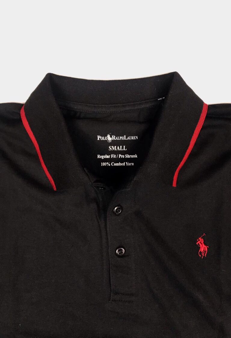 RL Premium Polo Shirt – Black with Red Pony