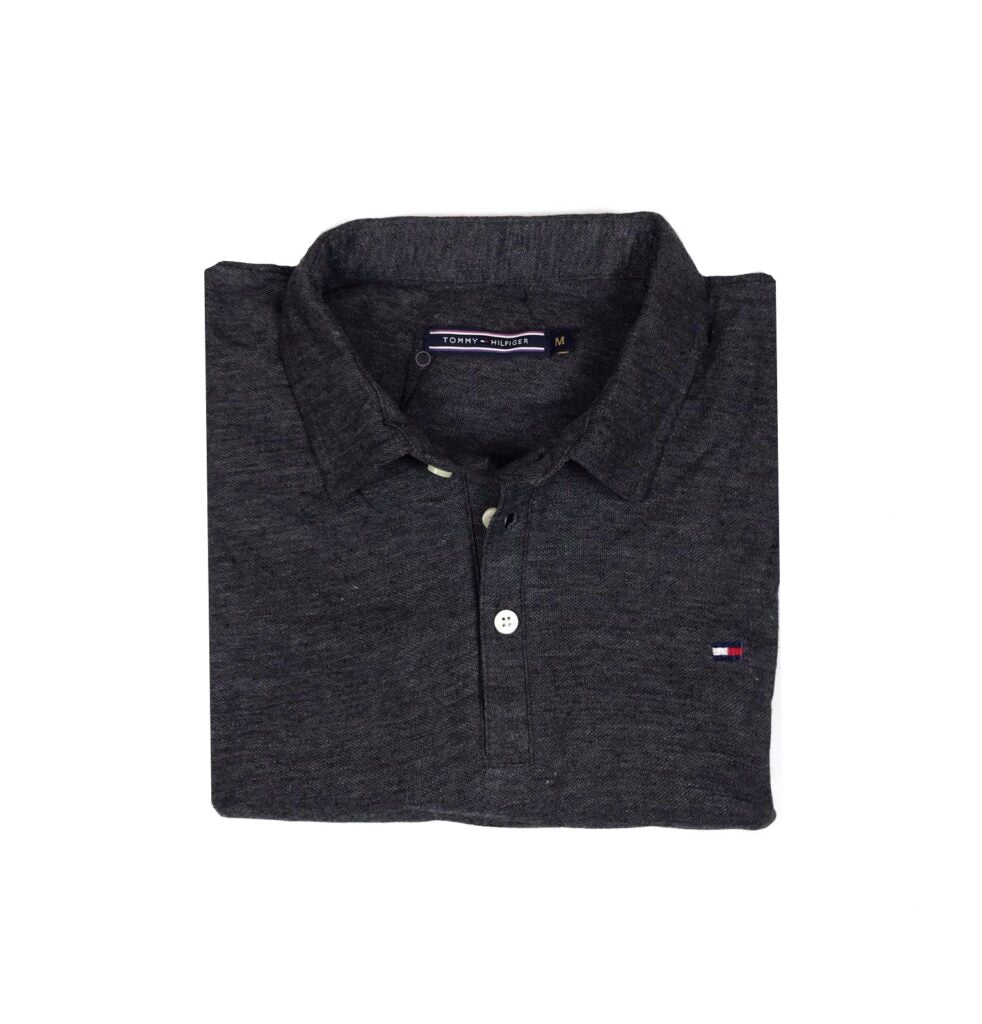 Tommy Self Collar Pique Polo shirt – Charcoal