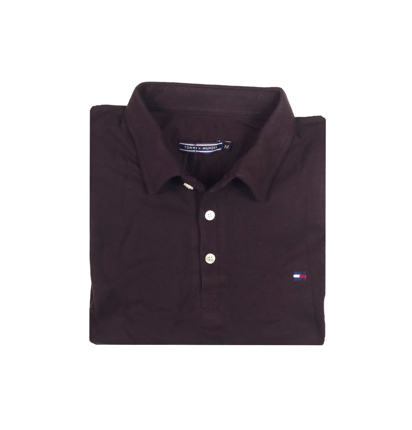 Tommy Self Collar Pique Polo Shirt – Brown