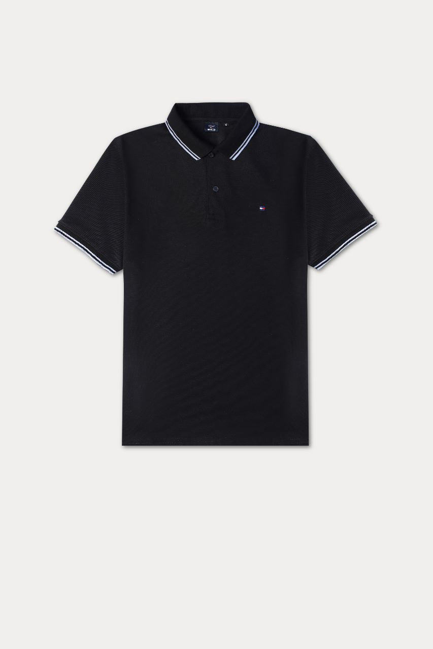 Tommy Tipping Pique Polo Shirt – Black