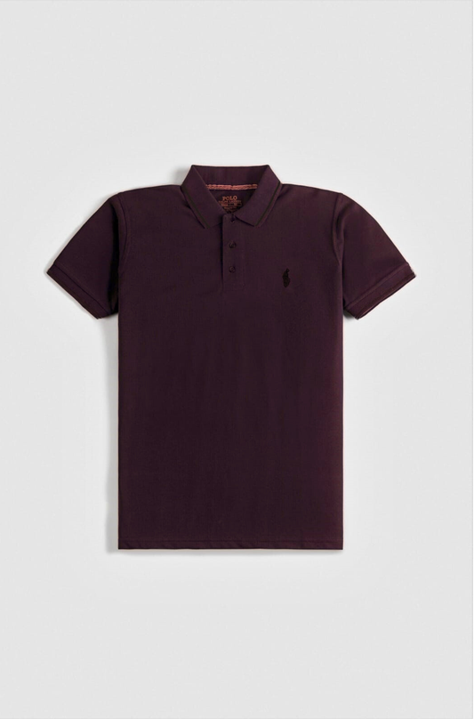 RL Premium Cotton Tipping Polo Shirt – Maroon