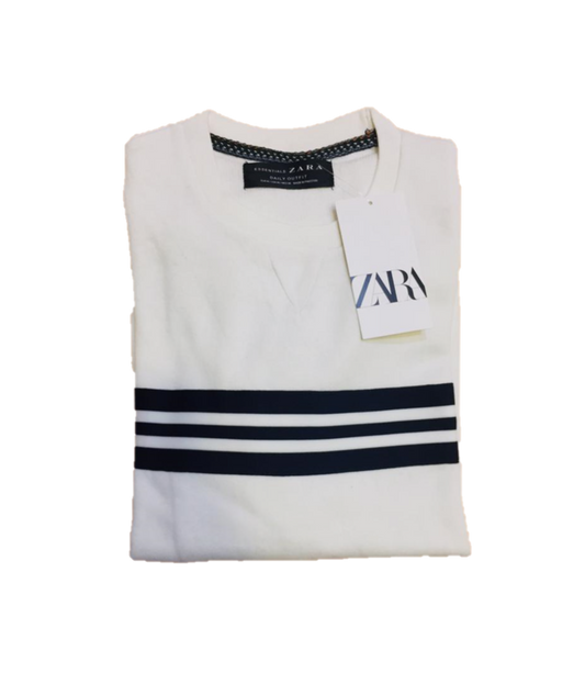 ZR Premium Cotton Terry Sweatshirt – White with Black Stripes